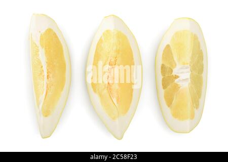 slice of pomelo isolated on white background. Top view. Flat lay. Stock Photo