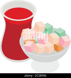 Turkish dessert icon, isometric style Stock Vector
