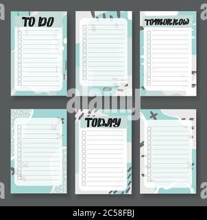 Memphis style. Template for agenda, planners, check lists Stock Vector
