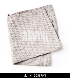 Kitchen grey folded table cloth isolated on white background. Stock Photo