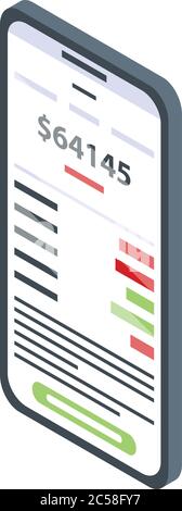Broker smartphone icon, isometric style Stock Vector