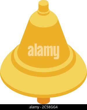 Deadline gold bell icon, isometric style Stock Vector