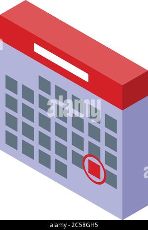 Deadline calendar icon, isometric style Stock Vector