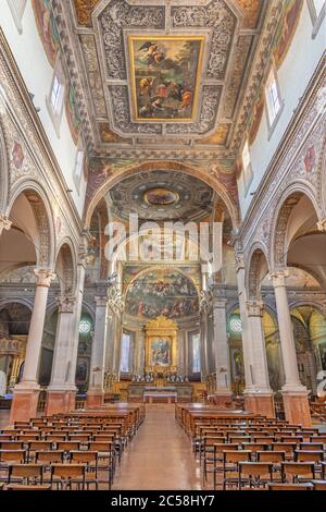 FERRARA, ITALY - JANUARY 30, 2020: The  nave of the church Chiesa di Santa Maria in Vado. Stock Photo
