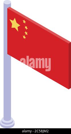 Trade war China flag icon, isometric style Stock Vector