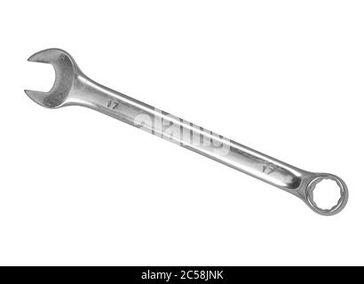 scratched wrench isolated on white with clipping path Stock Photo
