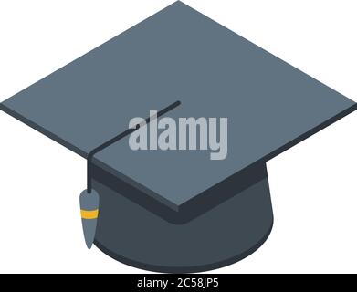 Graduated hat business hat icon, isometric style Stock Vector