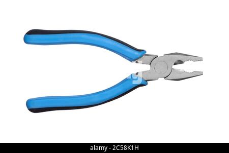 Pliers blue and black color isolated on white background with clipping path Stock Photo