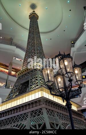 Shopping mall interior. Eiffel tower replica in the Terminal 21 theme shopping mall, Pattaya, Thailand, Asia Stock Photo