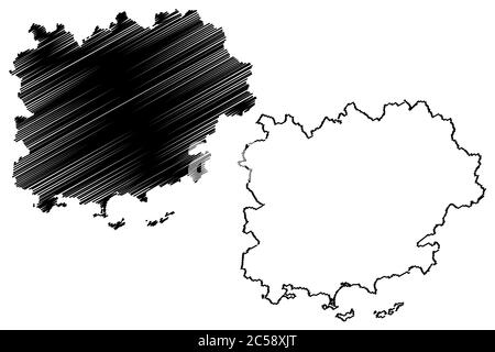 Var Department (France, French Republic, Provence-Alpes-Cote dAzur region) map vector illustration, scribble sketch Var map Stock Vector