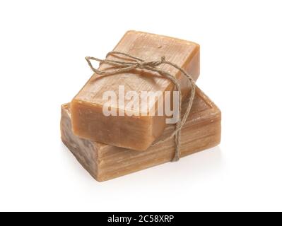 rustic laundry soap isolated on white background Stock Photo