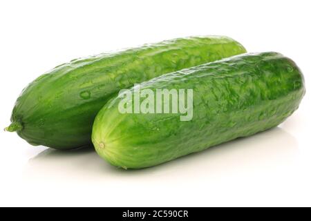 fresh turkish cucumber on a white background Stock Photo