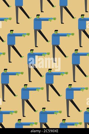 Zombie pattern seamless. Green dead man background. vector illustration Stock Vector