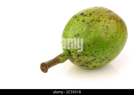 fresh walnut (Juglans regia) on a white background Stock Photo