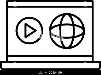 sphere browser with laptop line style icon vector illustration design Stock Vector