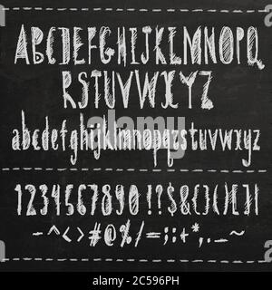 Sketch hand drawn alphabet black and white font letters isolated vector ...