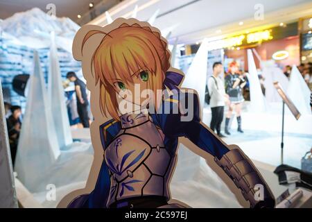 SHENZHEN, CHINA - CIRCA APRIL, 2019: close up shot of Saber cutout as seen at Sony Expo 2019 at UpperHills Mall in Shenzhen, China. Stock Photo