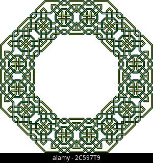 Tangled modern pattern, based on traditional oriental patterns. Seamless vector background. Two colors - easy to recolor. Stock Vector