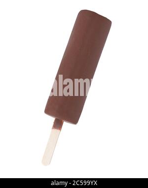 Chocolate ice cream on a stick. Isolated on white with clipping path Stock Photo