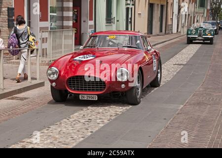 vintage racing car Ferrari 250 MM Berlinetta Pininfarina (1953) in classic historical race Mille Miglia, on May 19, 2017 in Gatteo, FC, Italy Stock Photo