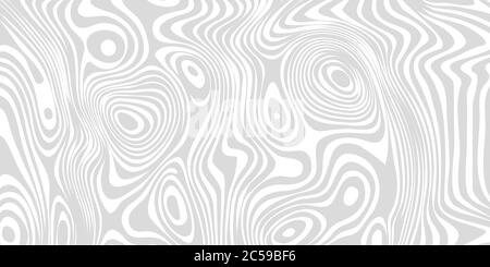 Optical illusion wide banner, background with distorted lines, black and white poster. Op illusion card. Vector illustration Stock Vector