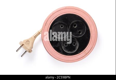 old power socket isolated on white Stock Photo