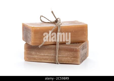 brown natural organic soap isolated on white Stock Photo