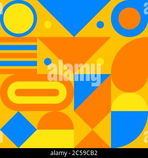 Bauhaus print, geometric seamless retro pattern with shapes, geometric composition, hipster modern abstract background Stock Vector