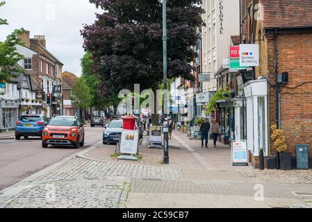 People out and about shopping in the High Street, Berkhamsted, Hertfordshire, England, UK Stock Photo