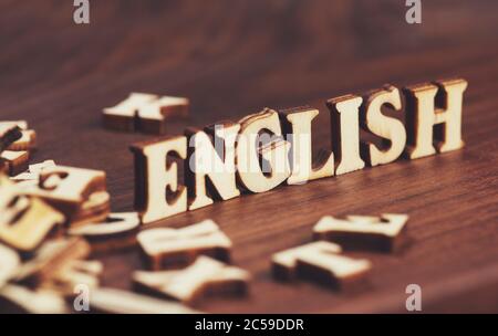 Learn english concept. Word made from wooden letters Stock Photo