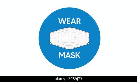 Vector Blue Wear Mask Sign, with a Medical Mask Stock Vector