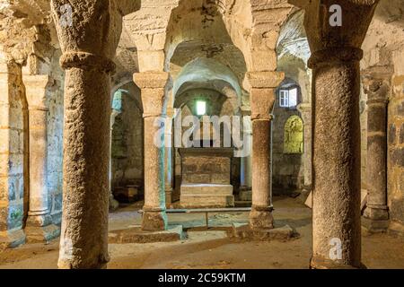 France, Creuse, village of Ahun, 11th century crypt of Saint-Sylvain ...