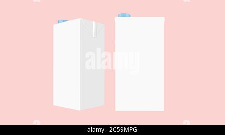 Vector Isolated Illustration of Different Size of Milk Carton, Box. Stock Vector