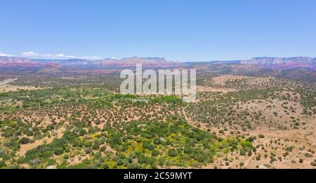 The Sedona Mountains taken by an aerial drone at an altitde of 50 meters Stock Photo