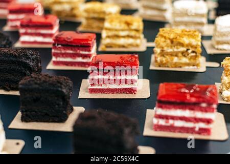 Many cakes on the table, closeup Stock Photo