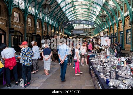 The Apple Market selling antiques inside the famous Covet Garden Market in London Stock Photo