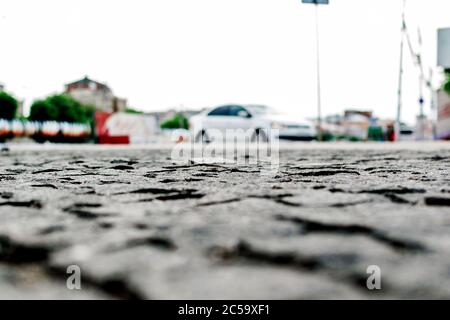 Paving stones against the background of the city Stock Photo