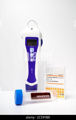 pH test strips acid-base balance and base tablets Stock Photo - Alamy