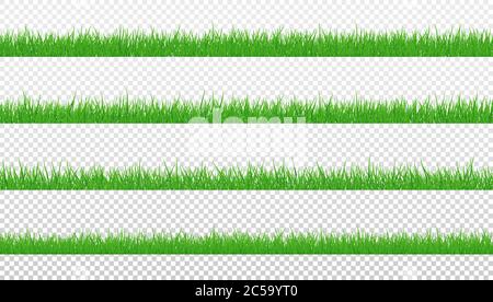 Green Grass Isolated set on Transparent background. Vector Illustration Stock Vector