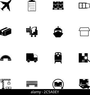 Cargo icon - Expand to any size - Change to any colour. Perfect Flat Vector Contains such Icons as vessel, truck, train, box, freight, check list, loa Stock Vector