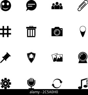 Chat icon - Expand to any size - Change to any colour. Perfect Flat Vector Contains such Icons as pin, clip, photo, camera, webcam, virus, happy smile Stock Vector