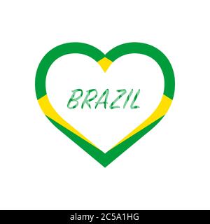 Brazil flag in heart. I love my country. sign. Stock vector illustration isolated on white background. Stock Vector