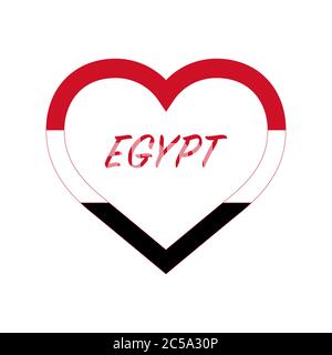 Egypt flag in heart. I love my country. sign. Stock vector illustration isolated on white background. Stock Vector
