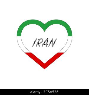 Iran flag in heart. I love my country. sign. Stock vector illustration isolated on white background. Stock Vector