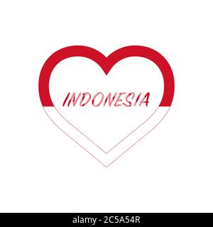 Indonesia flag in heart. I love my country. sign. Stock vector illustration isolated on white background. Stock Vector