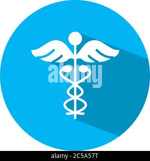 Caduceus medical symbol icon over white background, vector illustration ...