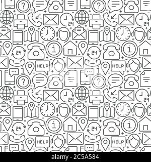 Contact us seamless pattern with thin line icons Stock Vector