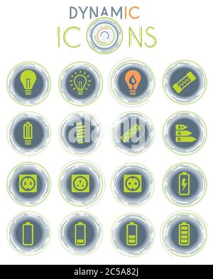 Electricity dynamic icons Stock Vector