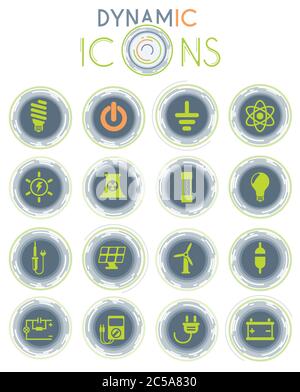 electricity dynamic icons Stock Vector