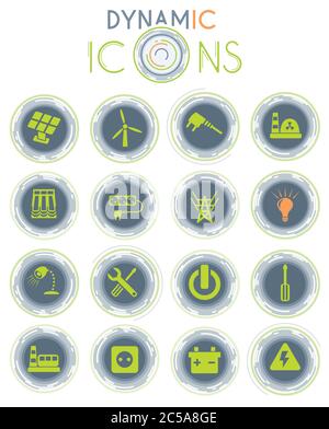 electricity dynamic icons Stock Vector